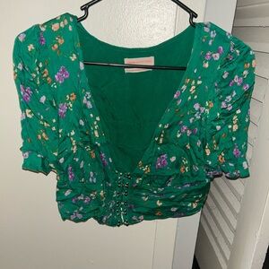 Urban Outfitters Emerald Floral Blouse